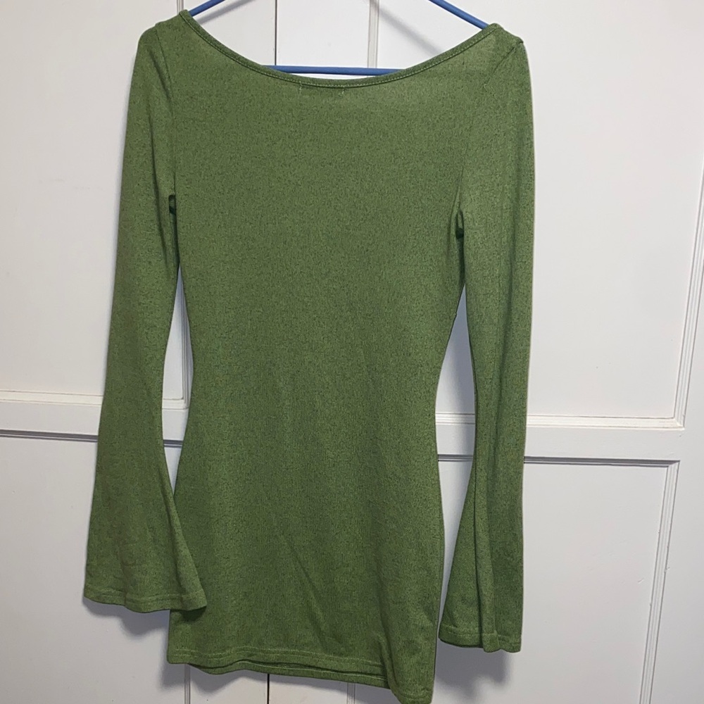 SHEIN Small Green SXY Twist Front Flounce Sleeve Bodycon Dress - Picture 4 of 14